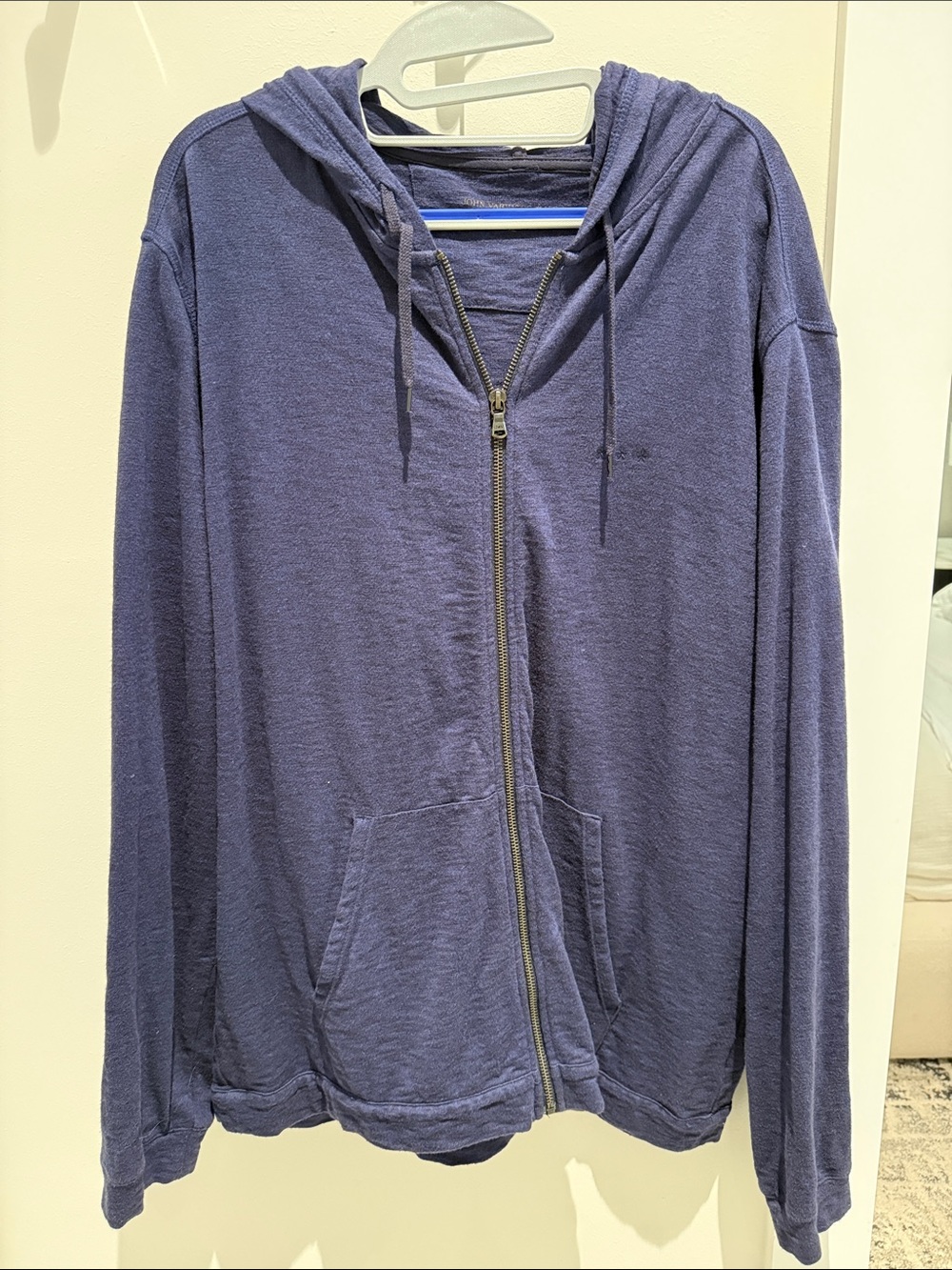 John Varvatos USA Navy Blue Zip-Up Hooded Sweatshirt XL
